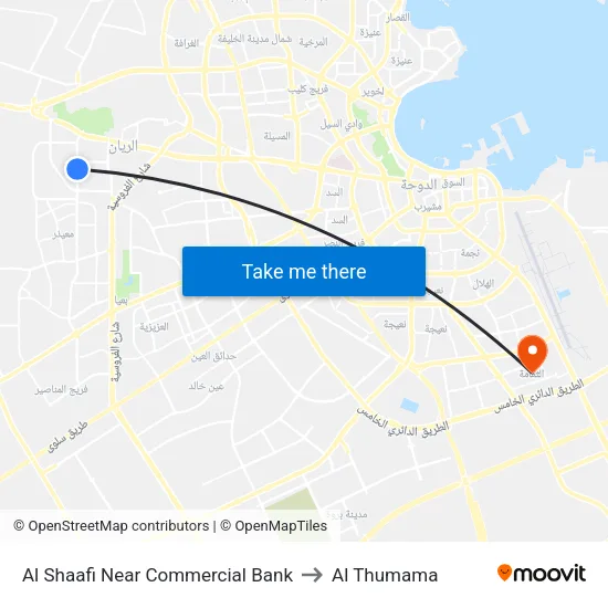Al Shaafi Near Commercial Bank to Al Thumama map