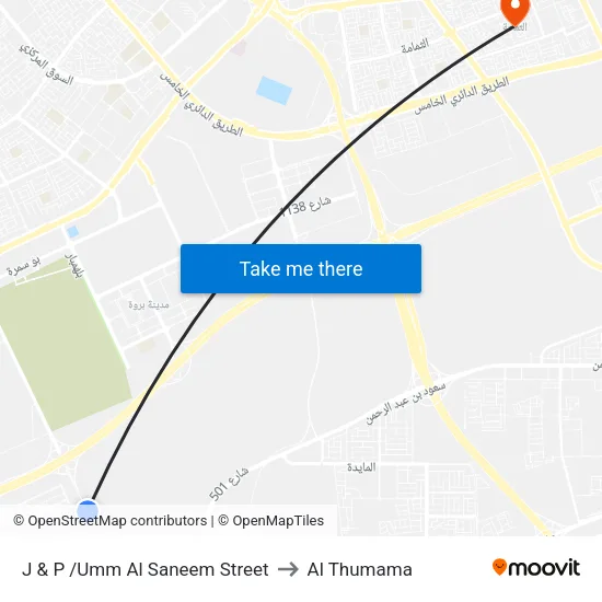J & P /Umm Al Saneem Street to Al Thumama map