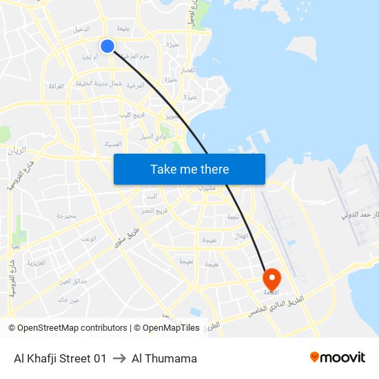 Al Khafji Street 01 to Al Thumama map