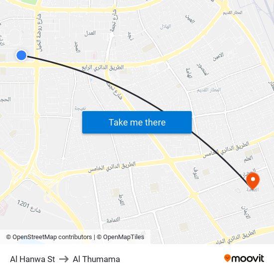 Al Hanwa St to Al Thumama map