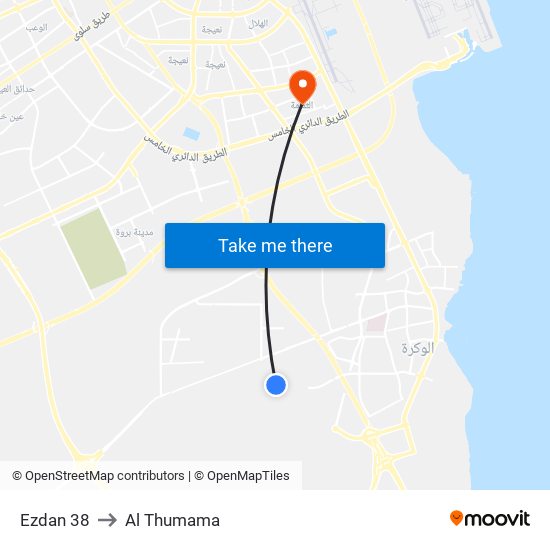 Ezdan 38 to Al Thumama map