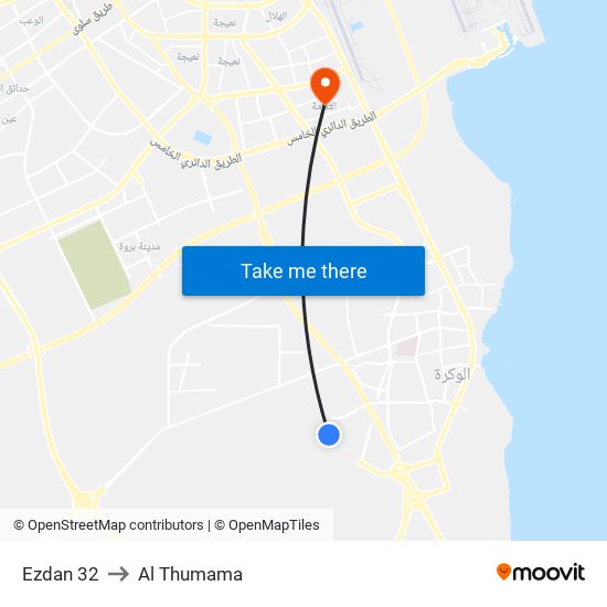 Ezdan 32 to Al Thumama map