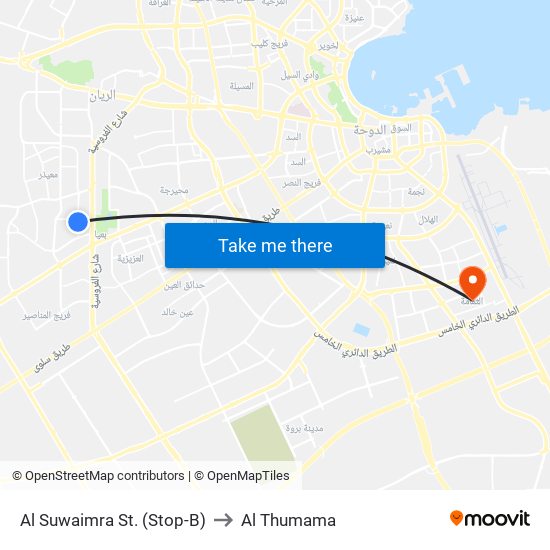 Al Suwaimra St. (Stop-B) to Al Thumama map
