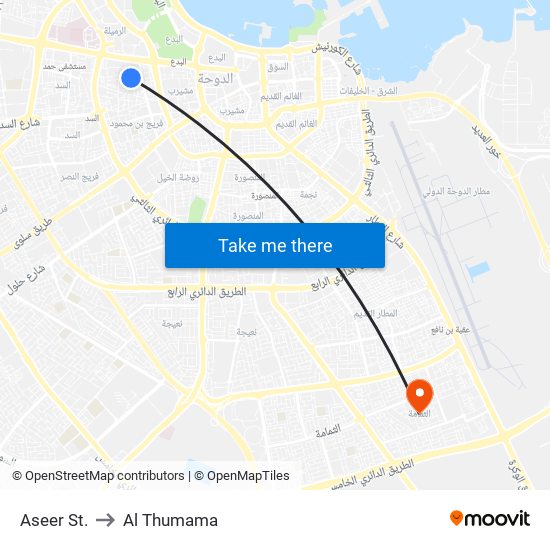 Aseer St. to Al Thumama map