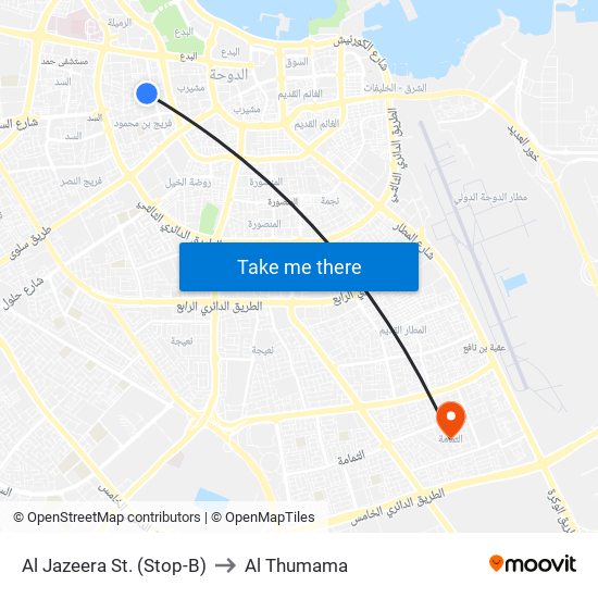 Al Jazeera St. (Stop-B) to Al Thumama map