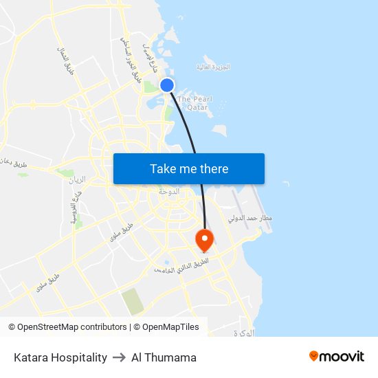 Katara Hospitality to Al Thumama map