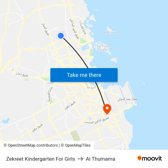 Zekreet Kindergarten for Girls to Al Thumama map