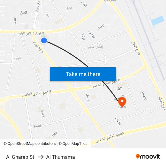 Al Ghareb St. to Al Thumama map