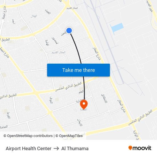 Airport Health Center to Al Thumama map