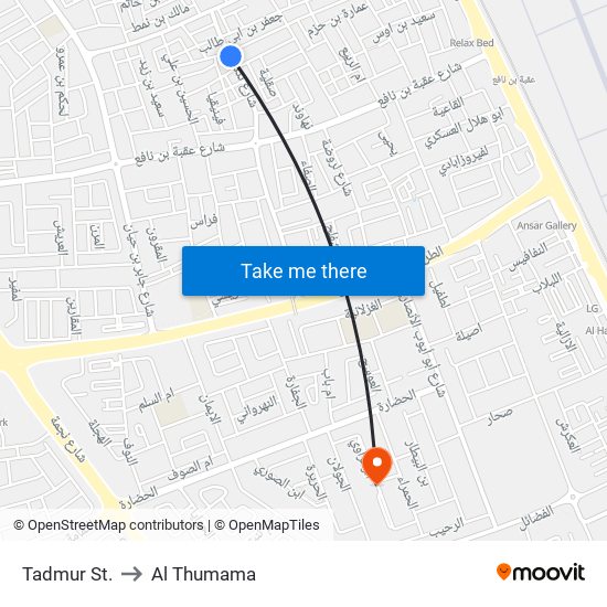 Tadmur St. to Al Thumama map
