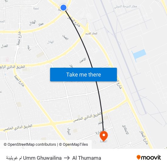 ام غويلينة Umm Ghuwailina to Al Thumama map