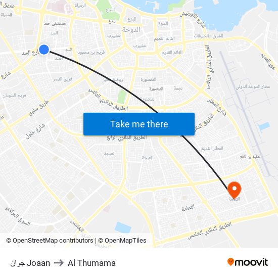 جوان Joaan to Al Thumama map