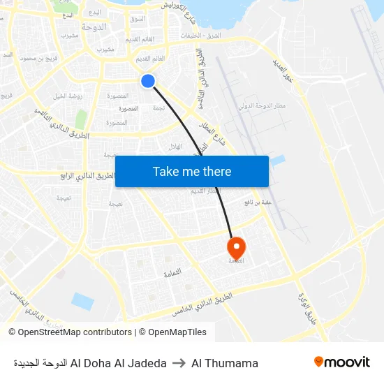 الدوحة الجديدة Al Doha Al Jadeda to Al Thumama map