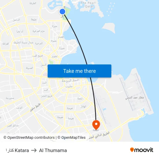 كتارا Katara to Al Thumama map