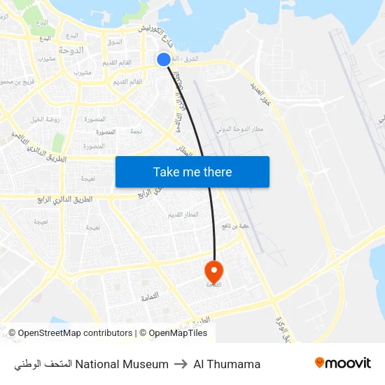 المتحف الوطني National Museum to Al Thumama map