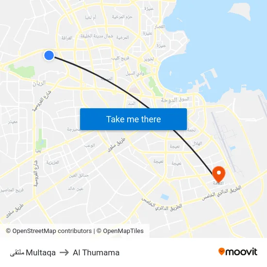ملتقى Multaqa to Al Thumama map