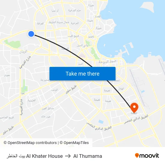 بيت الخاطر Al Khater House to Al Thumama map