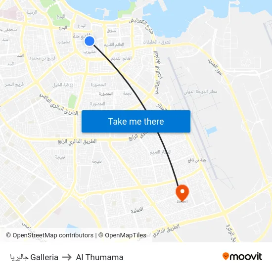 جاليريا Galleria to Al Thumama map