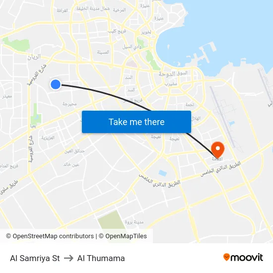 Al Samriya St to Al Thumama map