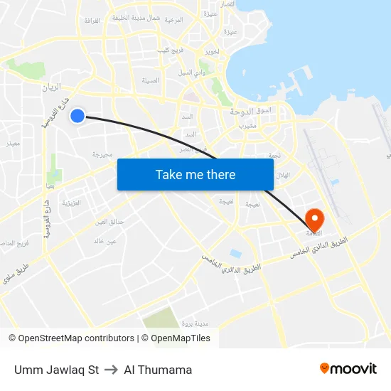 Umm Jawlaq St to Al Thumama map