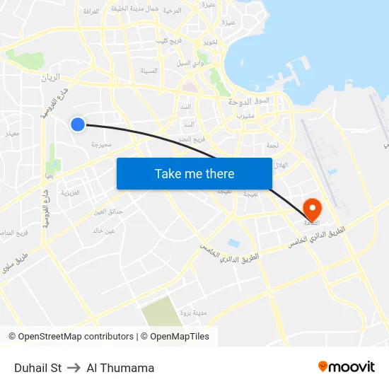 Duhail St to Al Thumama map