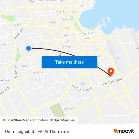 Umm Leghab St to Al Thumama map