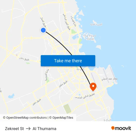 Zekreet St to Al Thumama map