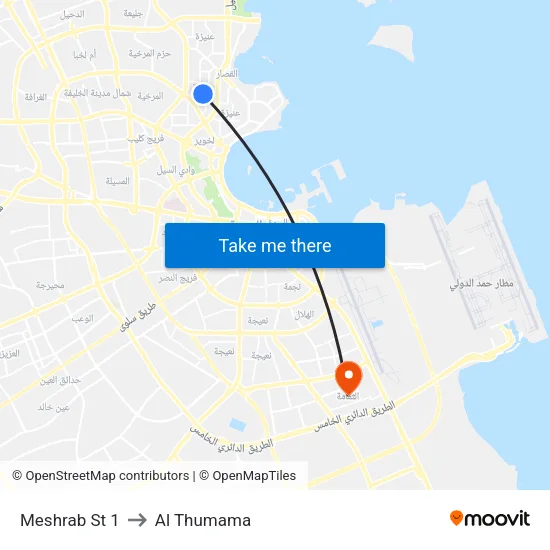 Meshrab St 1 to Al Thumama map