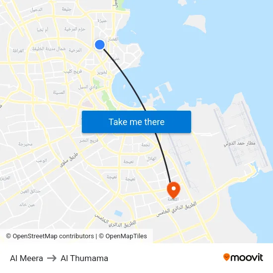 Al Meera to Al Thumama map