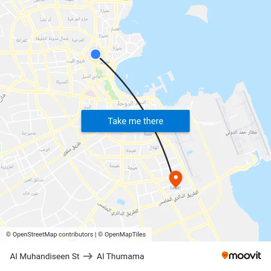 Al Muhandiseen St to Al Thumama map