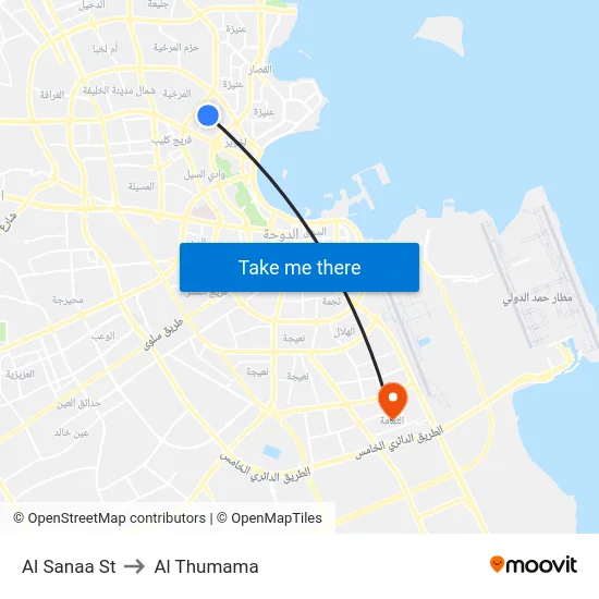 Al Sanaa St to Al Thumama map