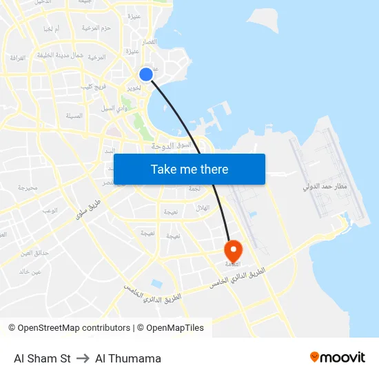 Al Sham St to Al Thumama map