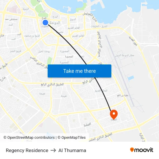 Regency Residence to Al Thumama map