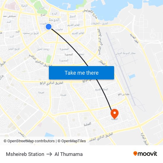 Msheireb Station to Al Thumama map