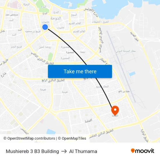 Mushiereb 3 B3 Building to Al Thumama map