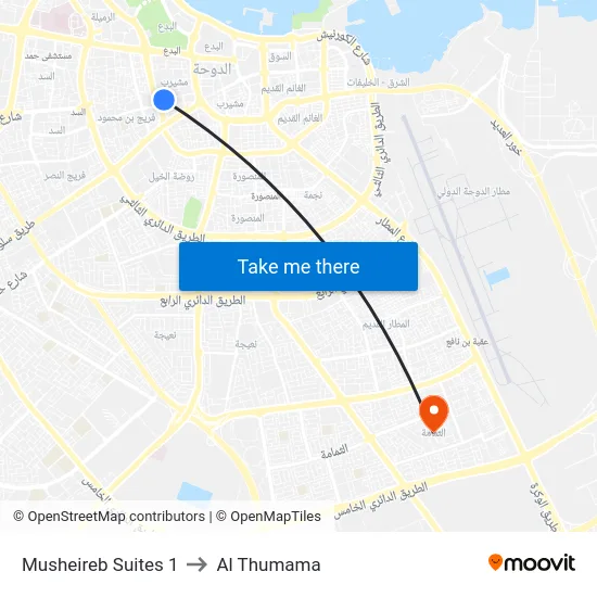 Musheireb Suites 1 to Al Thumama map