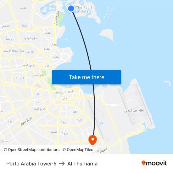 Porto Arabia Tower-6 to Al Thumama map