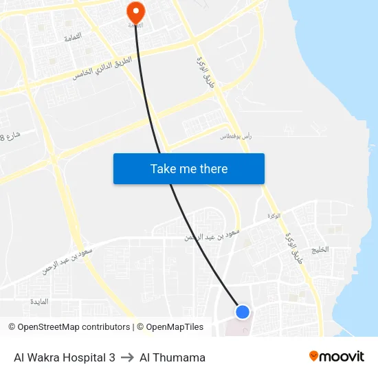 Al Wakra Hospital 3 to Al Thumama map