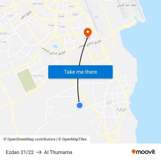 Ezdan 21/22 to Al Thumama map