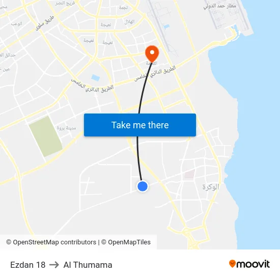 Ezdan 18 to Al Thumama map