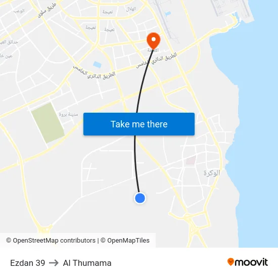 Ezdan 39 to Al Thumama map