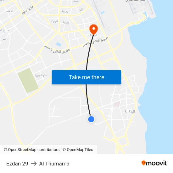 Ezdan 29 to Al Thumama map
