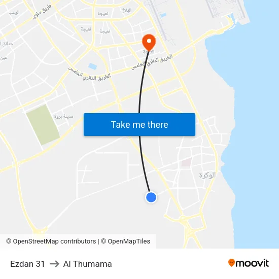 Ezdan 31 to Al Thumama map