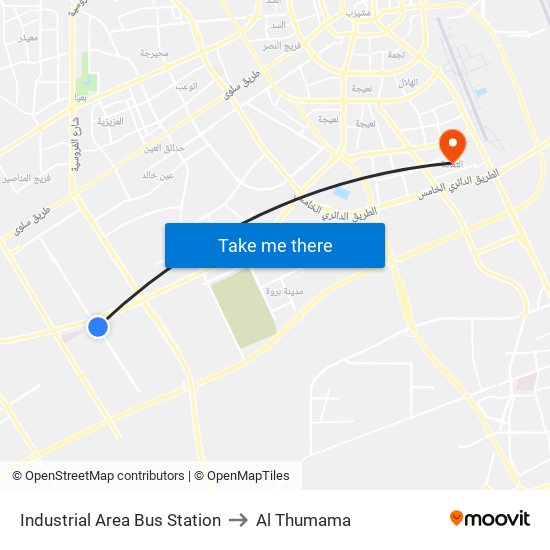 Industrial Area Bus Station to Al Thumama map