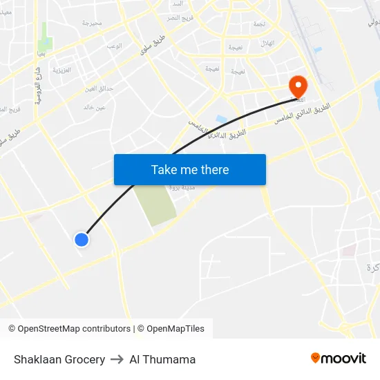 Shaklaan Grocery to Al Thumama map