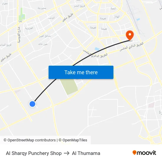 Al Sharqy Punchery Shop to Al Thumama map