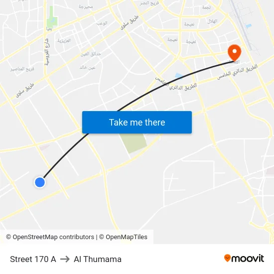 Street 170 A to Al Thumama map