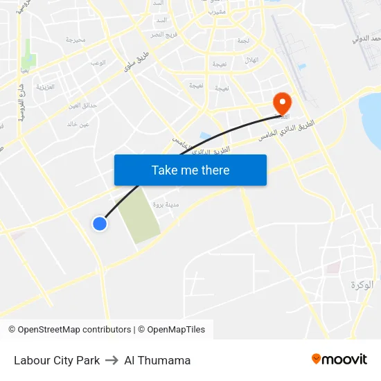 Labour City Park to Al Thumama map