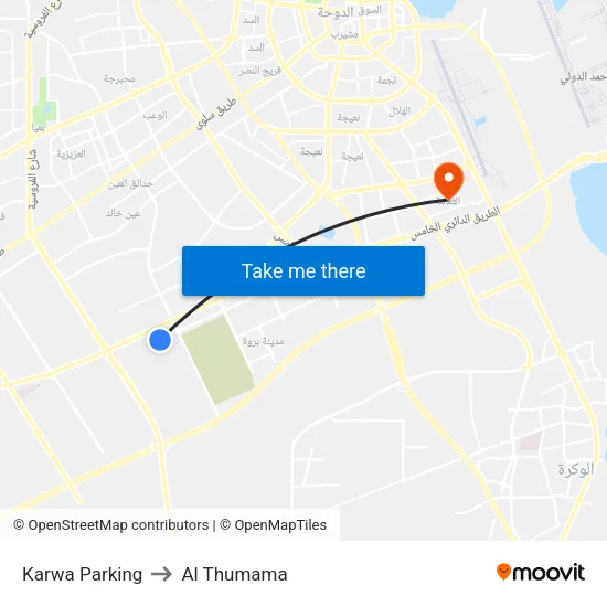 Karwa Parking to Al Thumama map