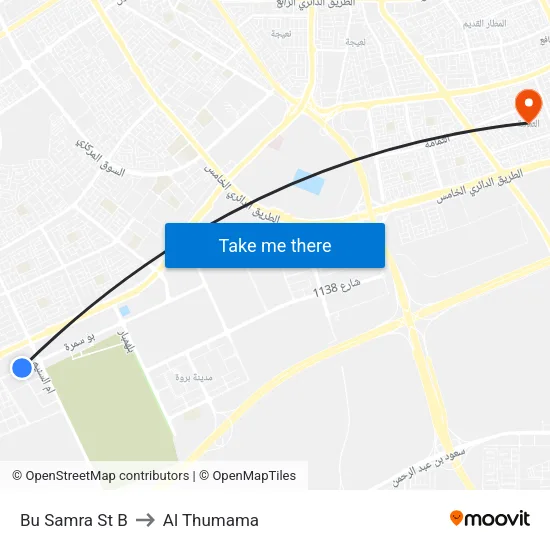 Bu Samra St B to Al Thumama map